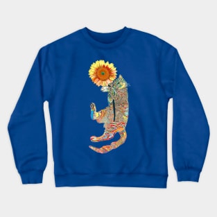 Cat lover gift sunflower and kitty Crewneck Sweatshirt
